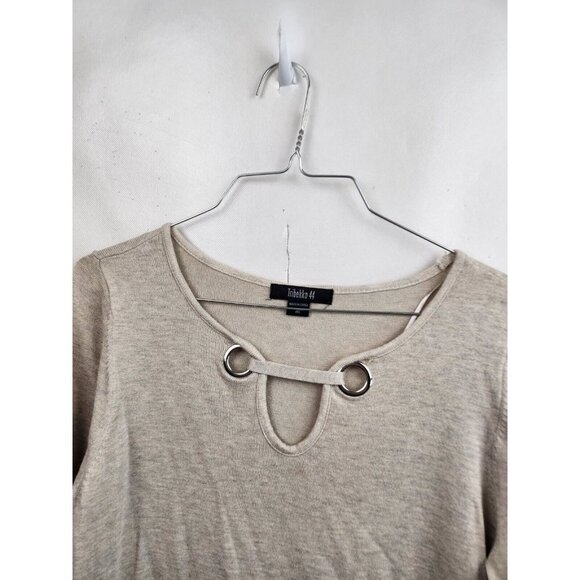 Tribekko 44 Oatmeal Grommet Detail 3/4 Sleeve Pullover Sweater Medium - Picture 2 of 7